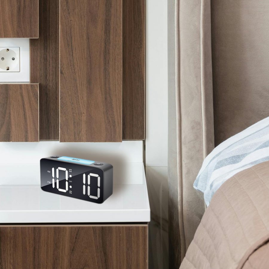 Wall Clock – Digital Clock – Digital Alarm Clock – DA-155 – Black