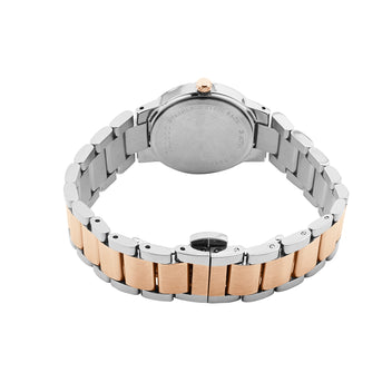 L 6240 BWM-10 Logues Quartz Analogue Green Dial Rose Two Tone Metal Strap Watch For Women