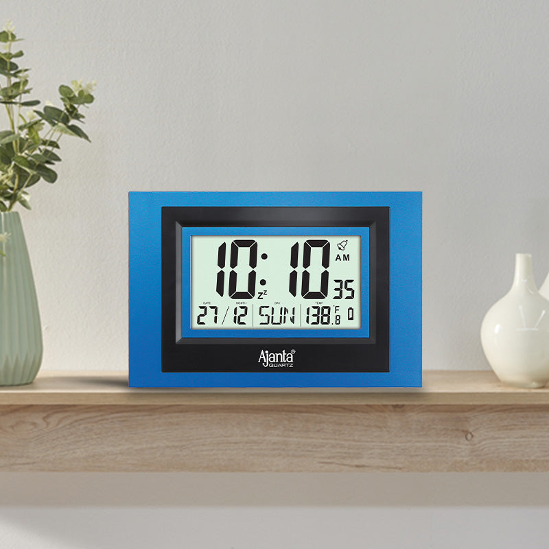 Wall Clock – Desktop Display – LCD Clock – Calendar Clock – LCD 145 – BLUE