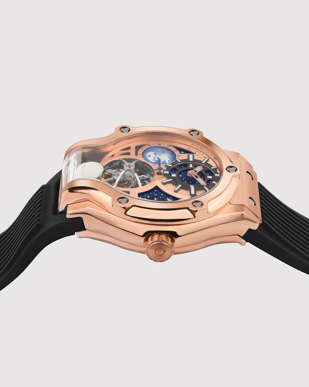 Asteroid Men Automatic Rose Gold Dial Multi-Function Silicone Watch 777-P30706