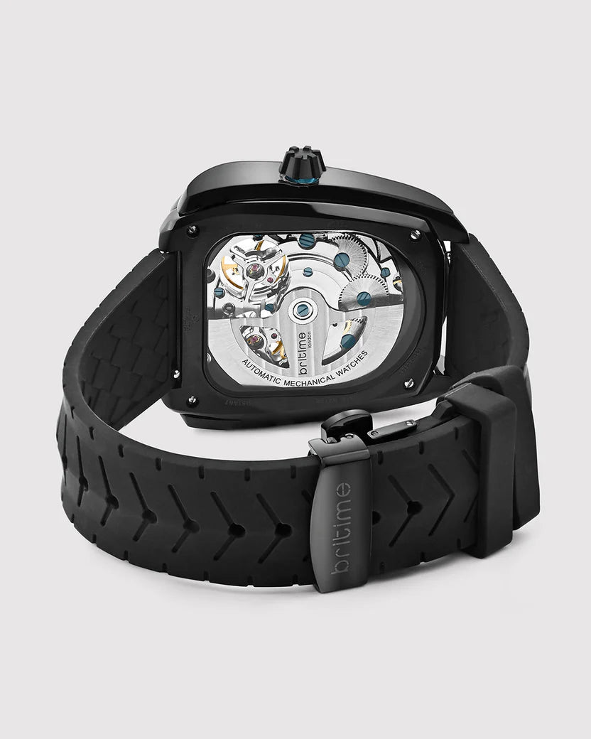 Aventus Men Automatic Black Dial Analog Silicone Watch 101-P40406