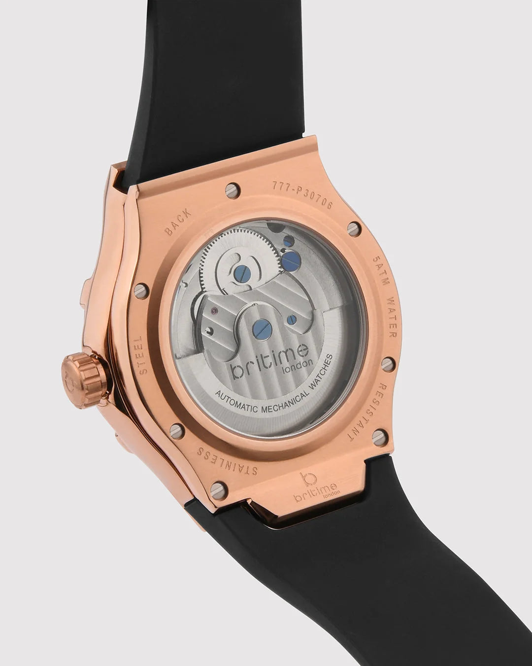 Asteroid Men Automatic Rose Gold Dial Multi-Function Silicone Watch 777-P30706