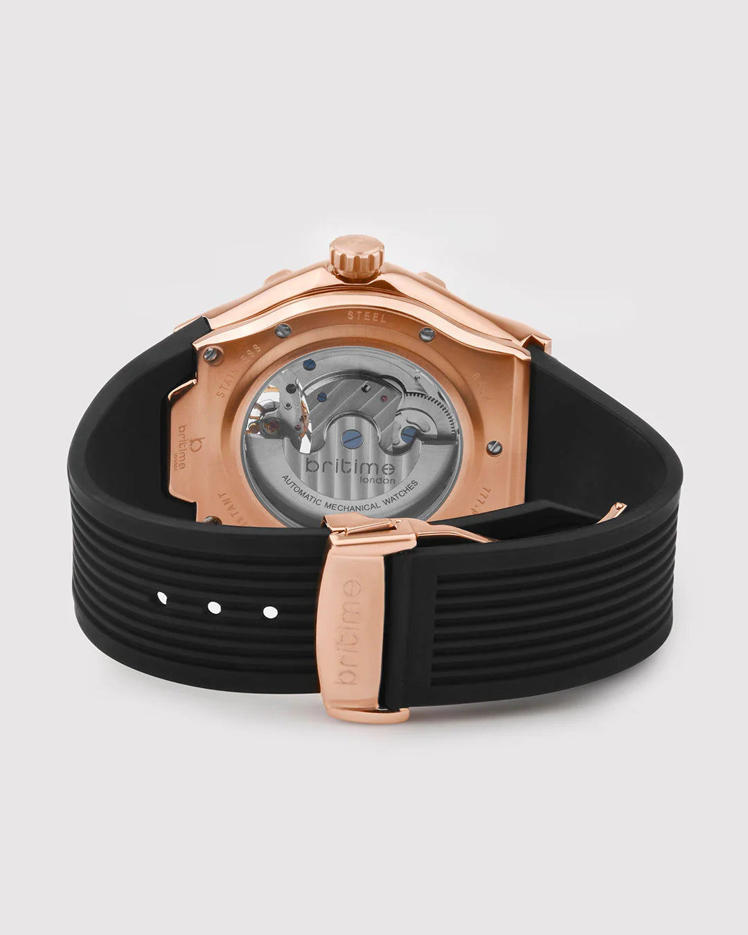 Asteroid Men Automatic Rose Gold Dial Multi-Function Silicone Watch 777-P30706