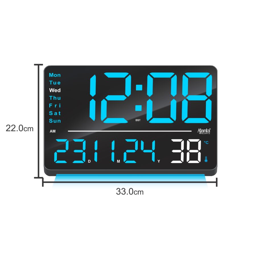 Digital Calendar Wall Clock – DC-207 MC – BLUE