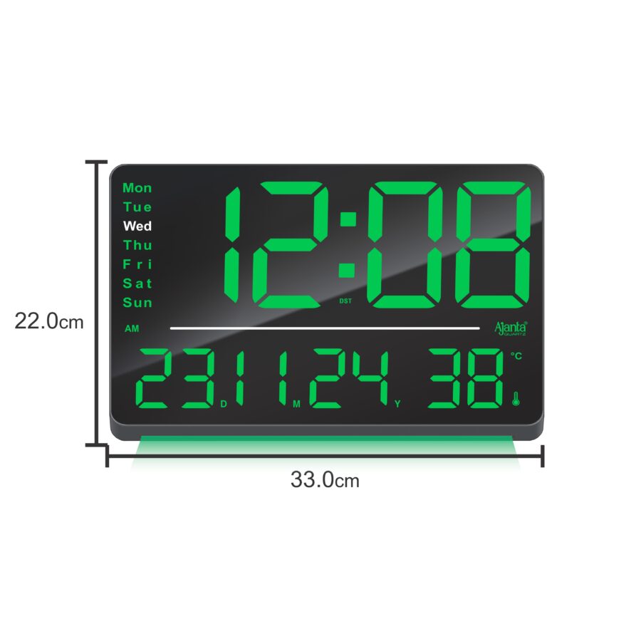 Digital Calendar Wall Clock – DC-207 MC – GREEN
