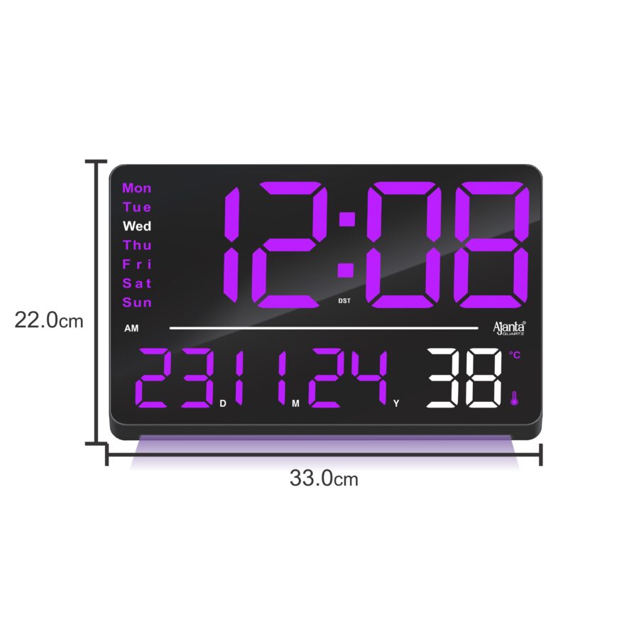 Digital Calendar Wall Clock – DC-207 MC – Purple