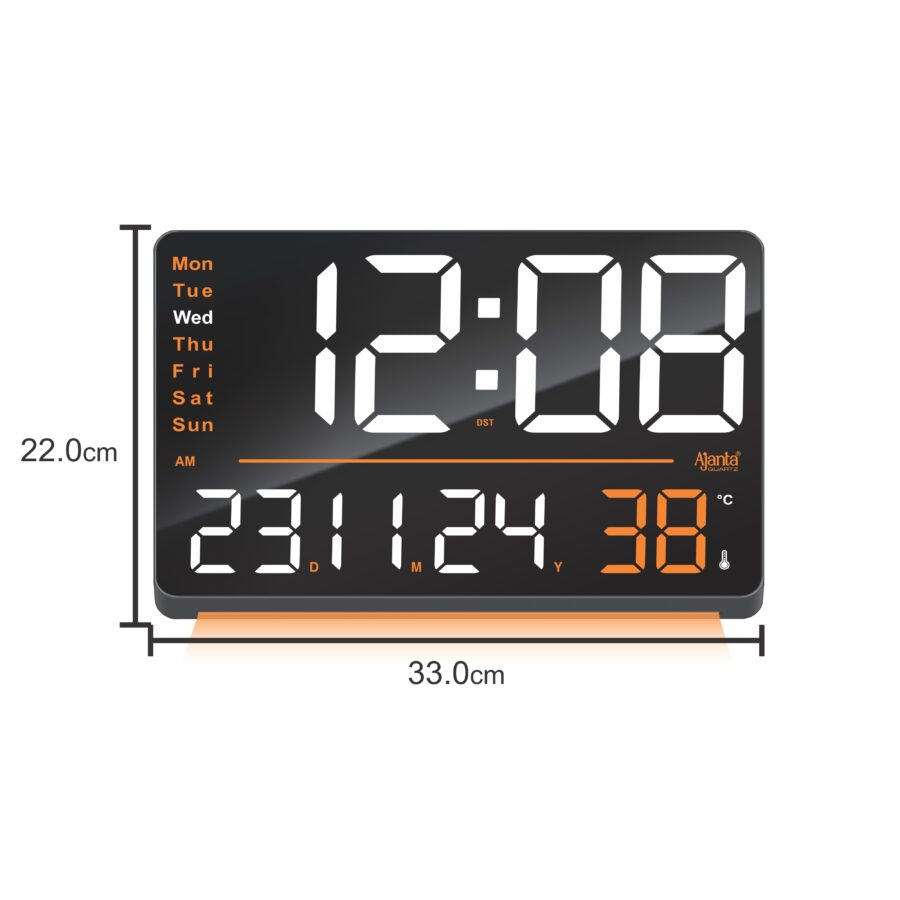 Digital Calendar Wall Clock – DC-207 MC – WHITE