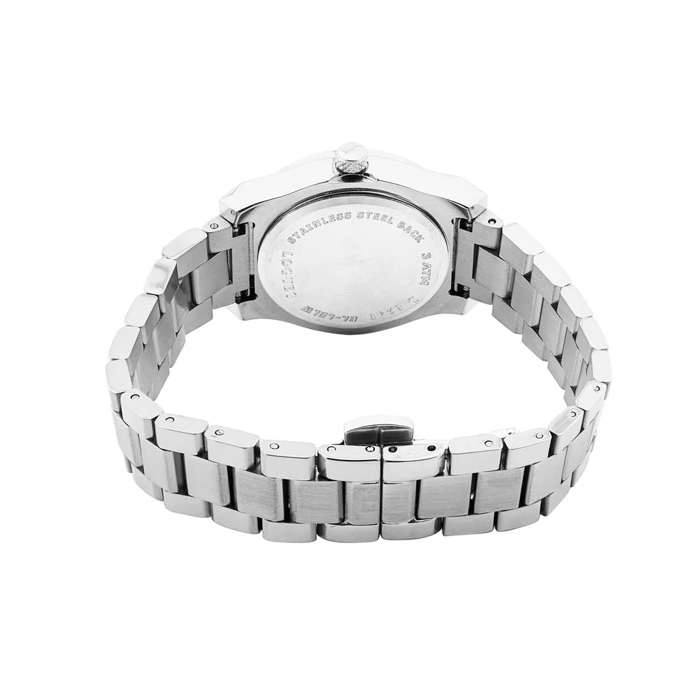 L 6249 SM-10 Logues Quartz Analogue Green Dial Steel Metal Strap Watch For Women