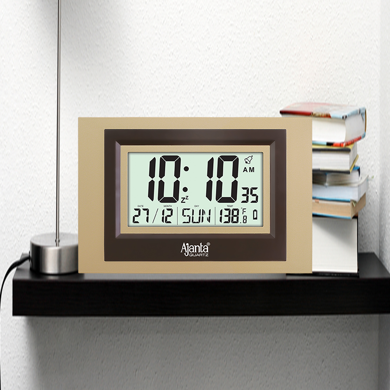 Wall Clock – Desktop Display – LCD Clock – Calendar Clock – LCD 145 – GOLDEN