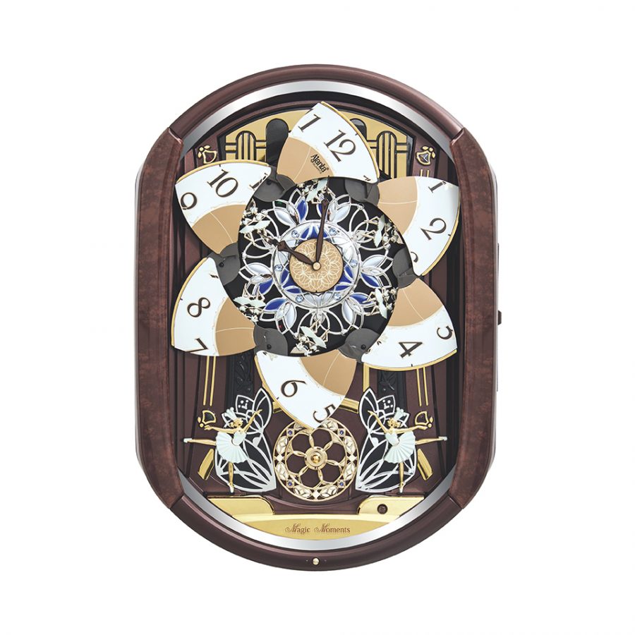 Magic Moments Musical Pendulum Quartz Wall Clock With Swarovski Diamonds – M.M. 037 – Brown