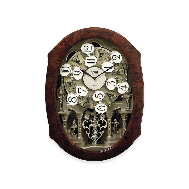 Magic Moments Musical Pendulum Quartz Wall Clock With Swarovski Diamonds – M.M. 007 – Brown